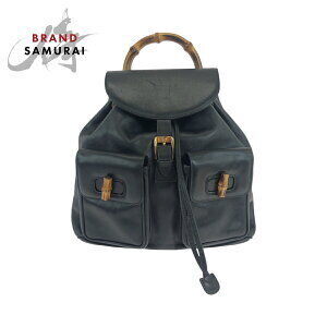 GUCCI Bamboo black leather backpack